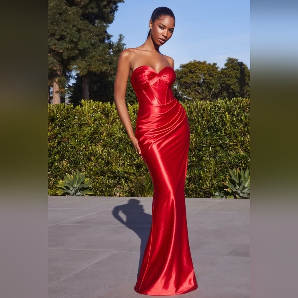 Red Satin Corset Gown Sz 4